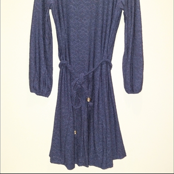 Michael Kors Navy Blue Rope Tie Waist Eyelet Dress - Picture 11 of 14